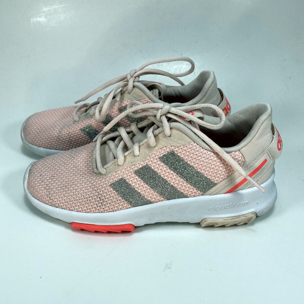 Adidas Kids Girls Lite Racer Sneaker Shoes Size 4 Pink Cloudfoam Soiled Casual